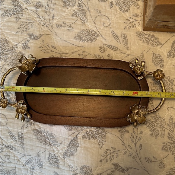 Elegant Wooden Tray with Gold Accents - Picture 3 of 3